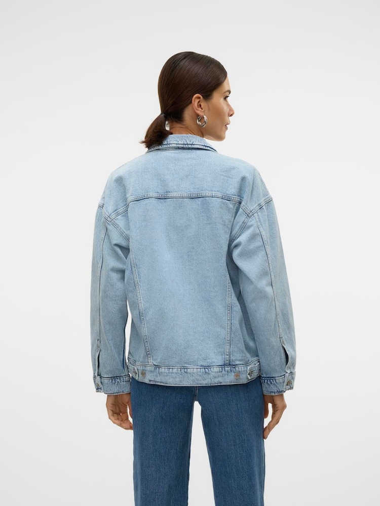 VERO MODA Blue Oversize Long Sleeve Denim Jacket - Image 2 of 6