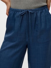 VERO MODA Blue Lightweight Tie Waist Wide Leg Trousers - Image 4 of 5