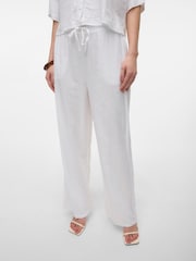 VERO MODA White Linen Blend Wide Leg Trousers - Image 1 of 5