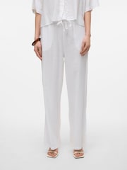 VERO MODA White Linen Blend Wide Leg Trousers - Image 2 of 5