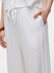 VERO MODA White Linen Blend Wide Leg Trousers - Image 4 of 5