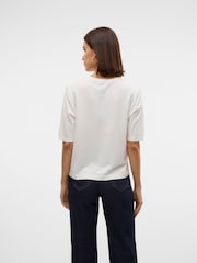 VERO MODA White Half Sleeve Round Neck Knitted Top - Image 2 of 5