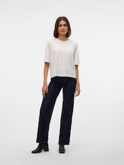 VERO MODA White Half Sleeve Round Neck Knitted Top - Image 3 of 5