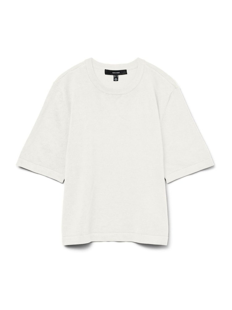 VERO MODA White Half Sleeve Round Neck Knitted Top - Image 5 of 5