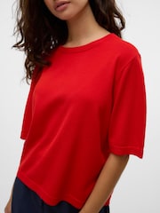 VERO MODA Red Half Sleeve Round Neck Knitted Top - Image 4 of 4