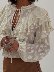 Never Fully Dressed Cream Jacquard Riley Blouse - Image 4 of 7