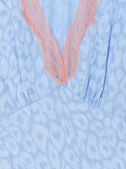 Never Fully Dressed Blue Jacquard Mini Thea Dress - Image 6 of 8