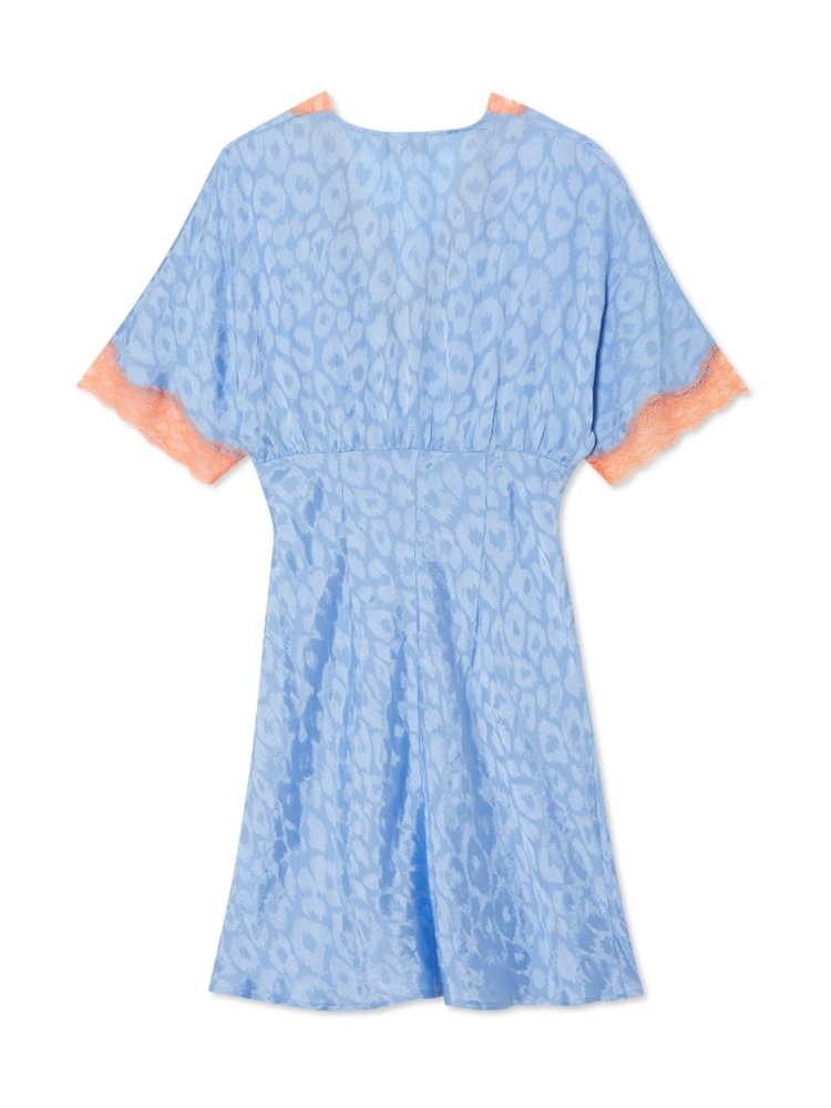 Never Fully Dressed Blue Jacquard Mini Thea Dress - Image 8 of 8