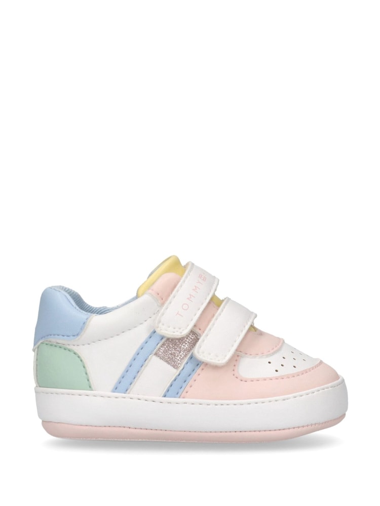 Tommy Hilfiger White Colour Blocked Flag Low Cut Velcro Trainers - Image 1 of 5