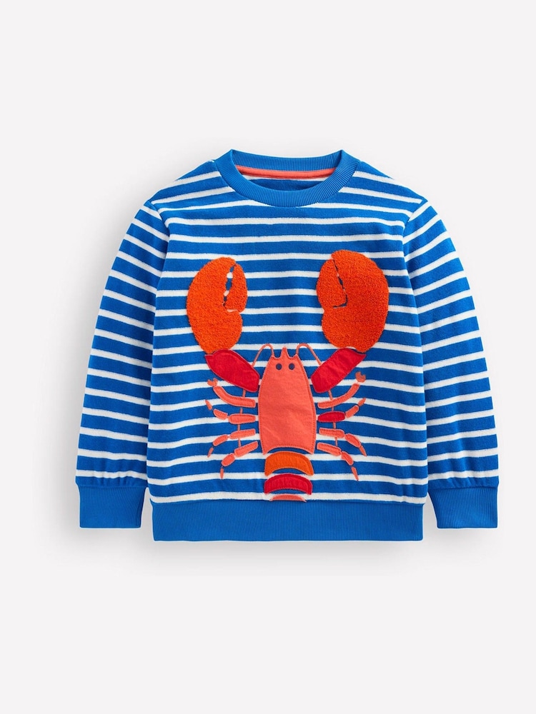 Boden Blue Lobster Fun Towelling Sweatshirt - Image 3 of 3 Boden Blue Lobster Fun Towelling Sweatshirt - Image 3 of 3