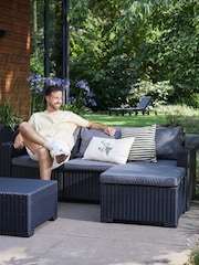Keter Grey California 3 Seater Rattan Chaise Lounge Set - Image 1 of 5