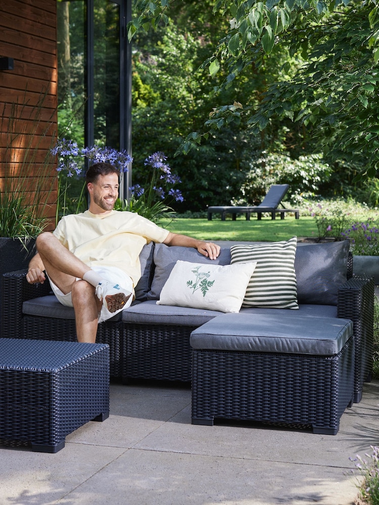 Keter Grey California 3 Seater Rattan Chaise Lounge Set - Image 1 of 5