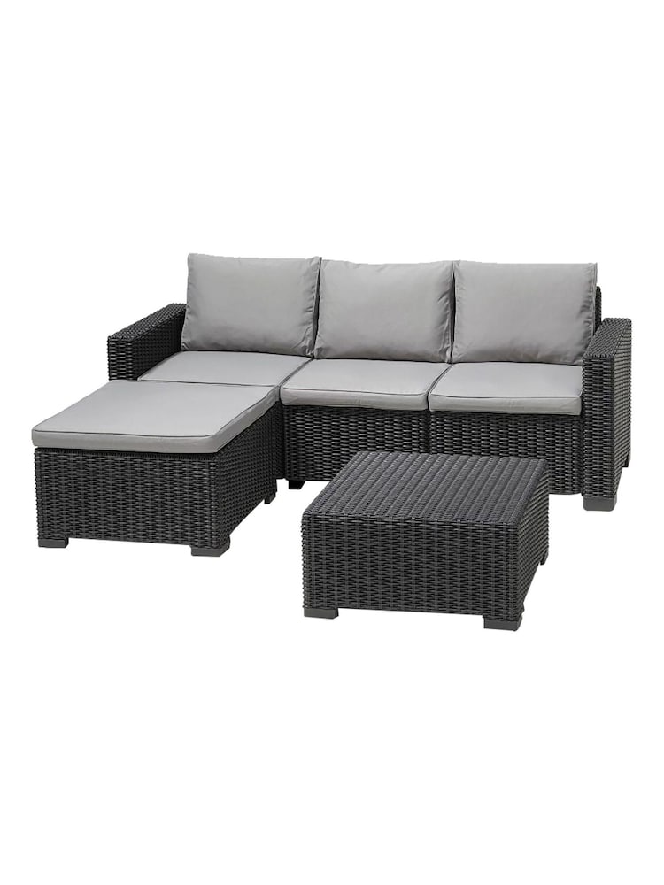 Keter Grey California 3 Seater Rattan Chaise Lounge Set - Image 5 of 5
