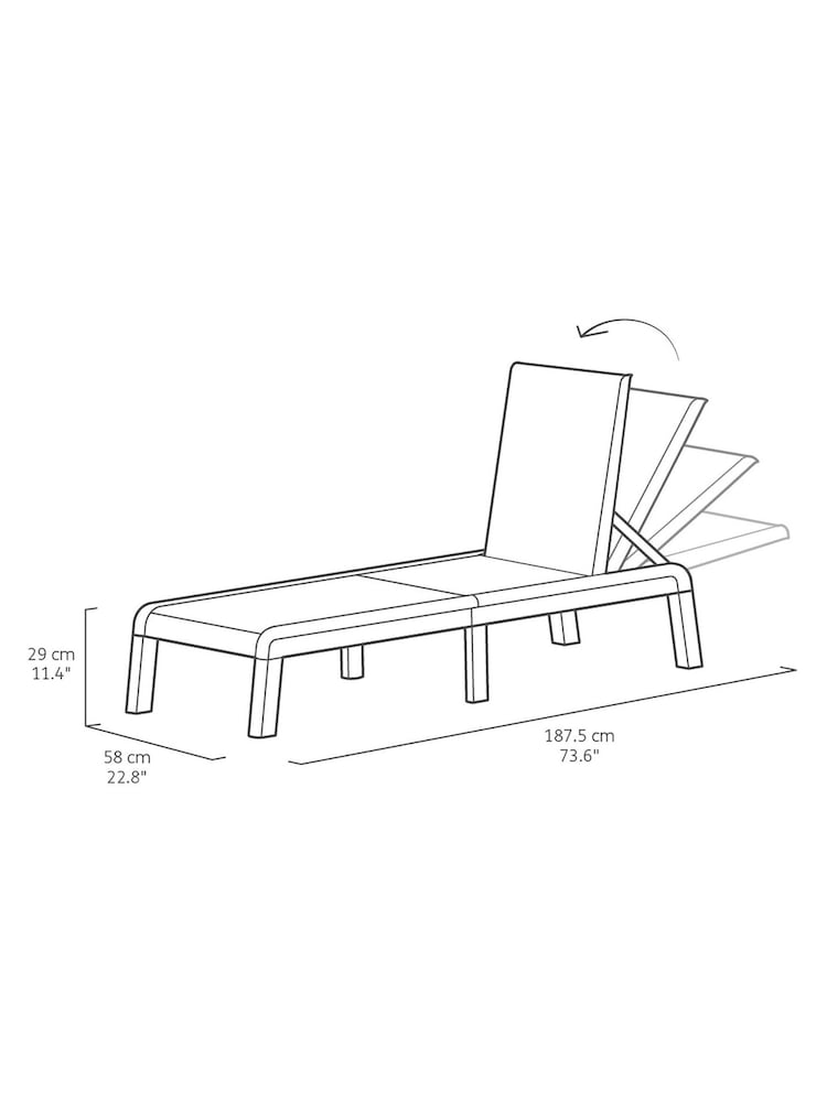 Keter Grey Mallorca Sun Lounger With Cushion - Image 6 of 6