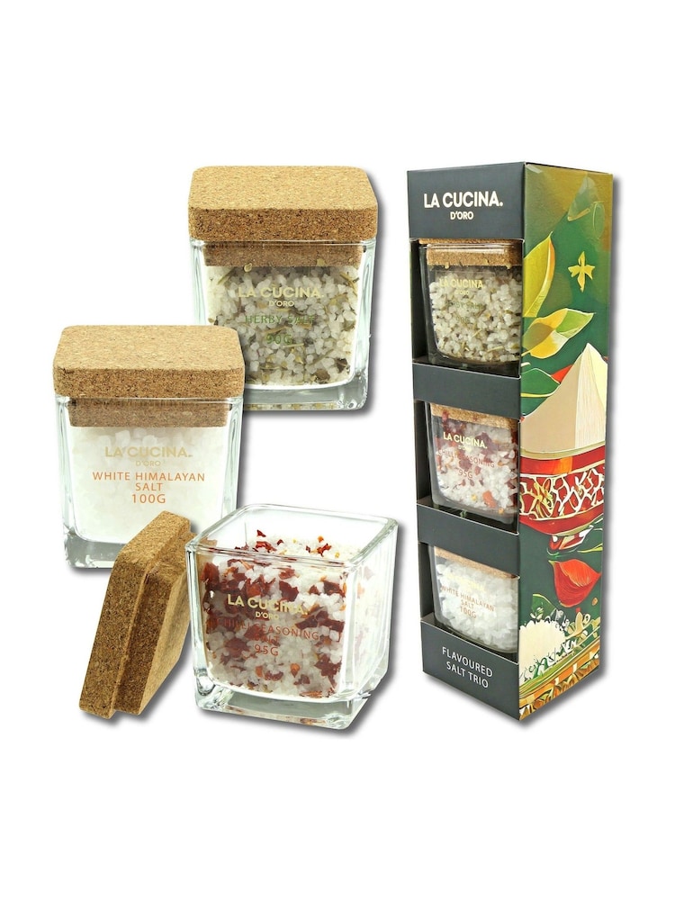 Kimm & Miller Luxury Flavoured Coarse Salt & Sea Salt Pots Trio - Image 1 of 6