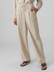 VERO MODA Natural Linen Blend Wide Leg Trousers - Image 3 of 4