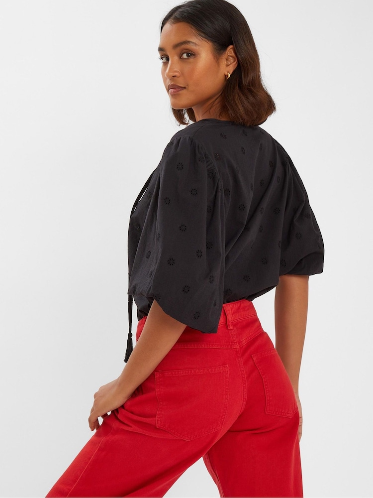 Accessorize Black Puff Sleeve 100% Cotton Blouse - Image 2 of 4 Accessorize Black Puff Sleeve 100% Cotton Blouse - Image 2 of 4