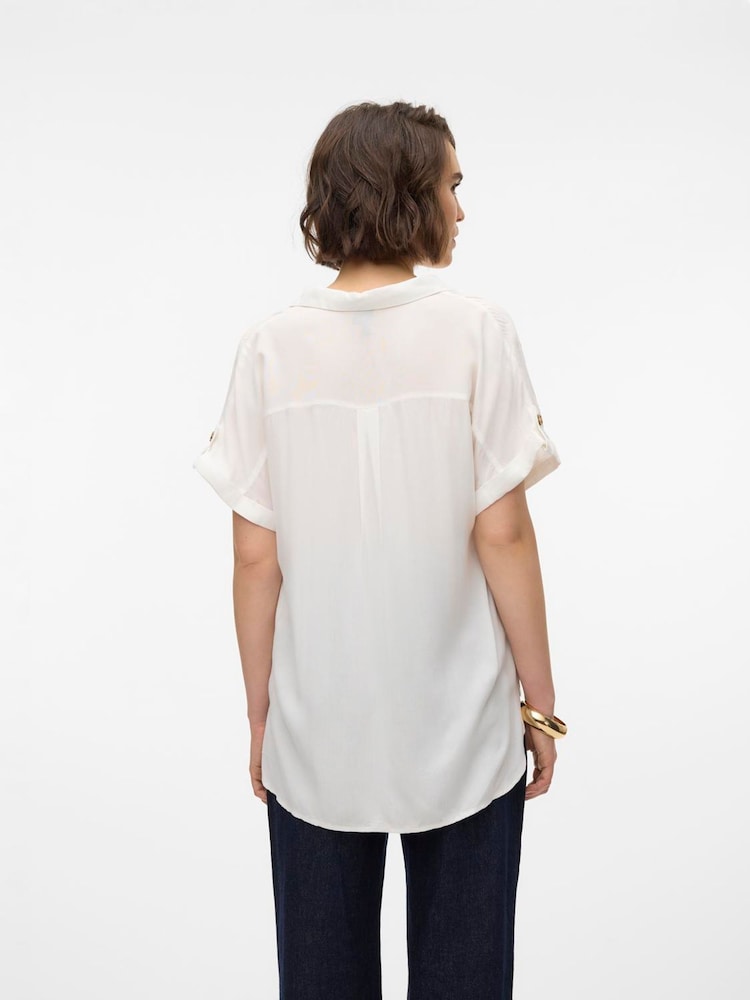 VERO MODA White Short Sleeve Button Through Open Neck Shirt - Image 2 of 5