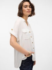VERO MODA White Short Sleeve Button Through Open Neck Shirt - Image 3 of 5
