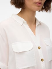VERO MODA White Short Sleeve Button Through Open Neck Shirt - Image 4 of 5