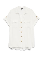 VERO MODA White Short Sleeve Button Through Open Neck Shirt - Image 5 of 5