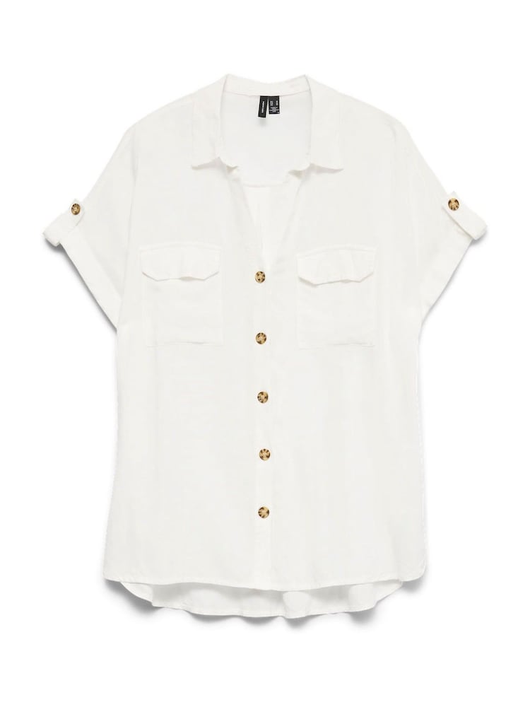 VERO MODA White Short Sleeve Button Through Open Neck Shirt - Image 5 of 5
