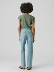 VERO MODA Green Broderie Short Sleeve T-Shirt - Image 2 of 4