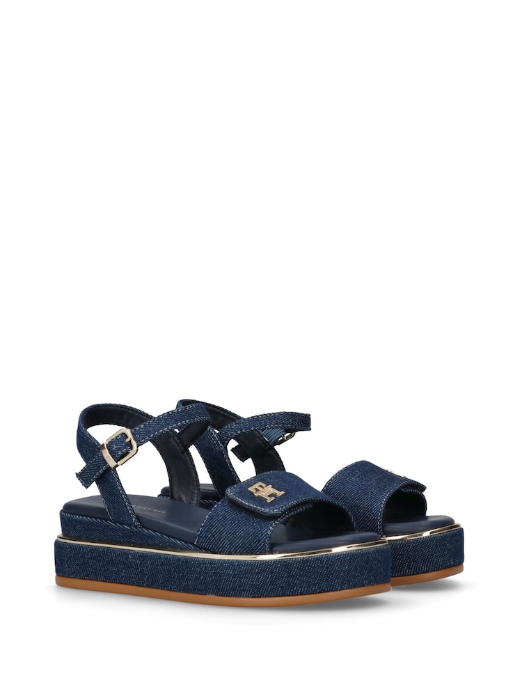 Tommy Hilfiger Blue Denim Platform Sandals - Image 1 of 4 Tommy Hilfiger Blue Denim Platform Sandals - Image 1 of 4