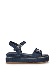 Tommy Hilfiger Blue Denim Platform Sandals - Image 2 of 4