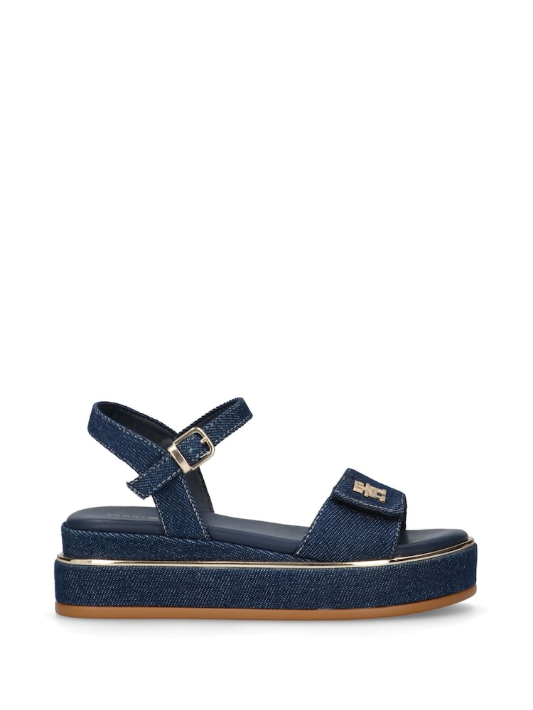 Tommy Hilfiger Blue Denim Platform Sandals - Image 2 of 4 Tommy Hilfiger Blue Denim Platform Sandals - Image 2 of 4