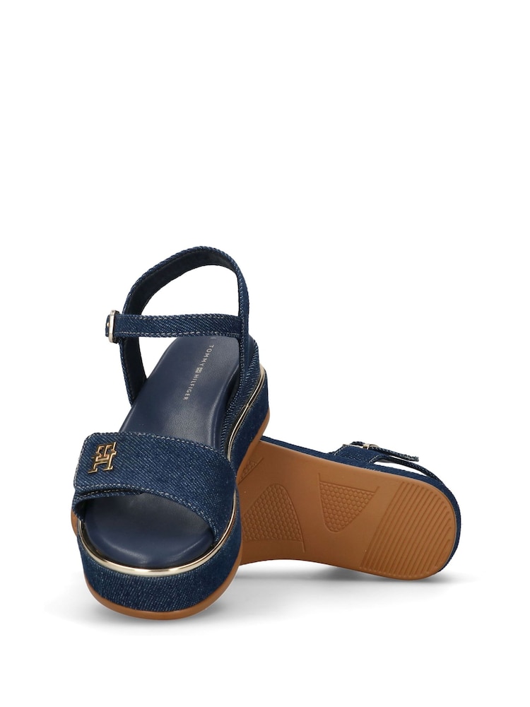 Tommy Hilfiger Blue Denim Platform Sandals - Image 4 of 4