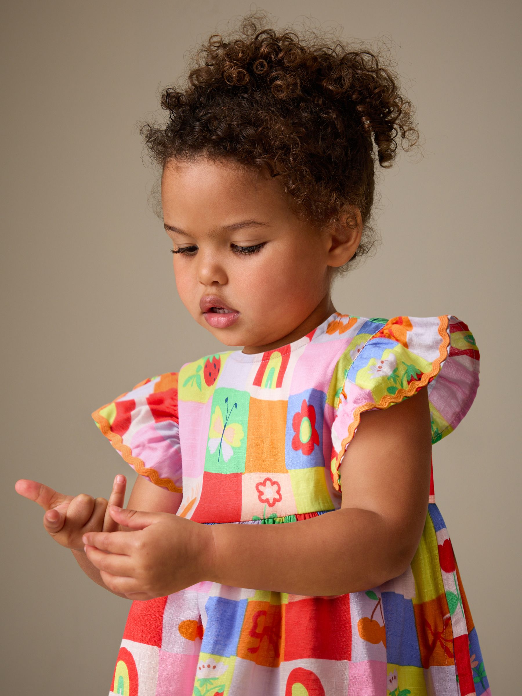 Buy Multi Character Ric Rac Frill Sleeve Dress (3mths-8yrs) from