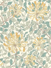 Hoopla Walls Seafoam Honeysuckle Leaf Trail A4 Wallpaper Sample - Image 1 of 1