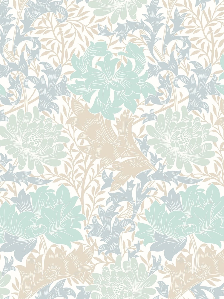 Hoopla Walls Duckegg Blue Chrysanthemum A4 Wallpaper Sample - Image 1 of 1 Hoopla Walls Duckegg Blue Chrysanthemum A4 Wallpaper Sample - Image 1 of 1