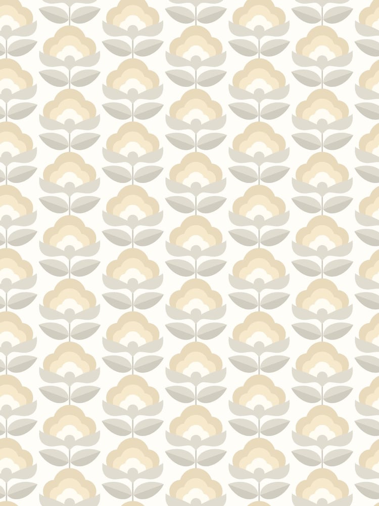 Hoopla Walls Stone Dove Retro Flower Print A4 Wallpaper Sample - Image 1 of 1 Hoopla Walls Stone Dove Retro Flower Print A4 Wallpaper Sample - Image 1 of 1