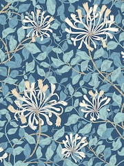 Hoopla Walls Navy Blue Honeysuckle Leaf Trail A4 Wallpaper Sample - Image 1 of 1