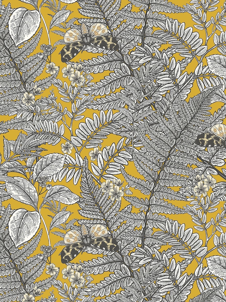 Hoopla Walls Mustard Wild Ferns A4 Wallpaper Sample - Image 1 of 1 Hoopla Walls Mustard Wild Ferns A4 Wallpaper Sample - Image 1 of 1