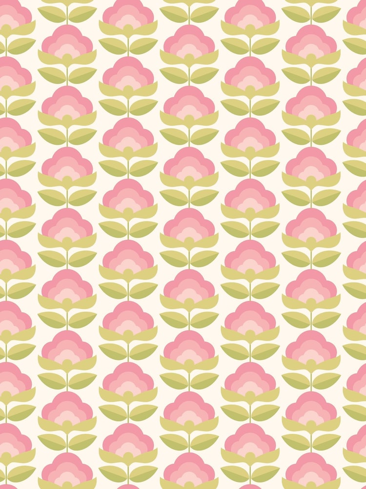 Hoopla Walls Rose  Apple Retro Flower Print A4 Wallpaper Sample - Image 1 of 1