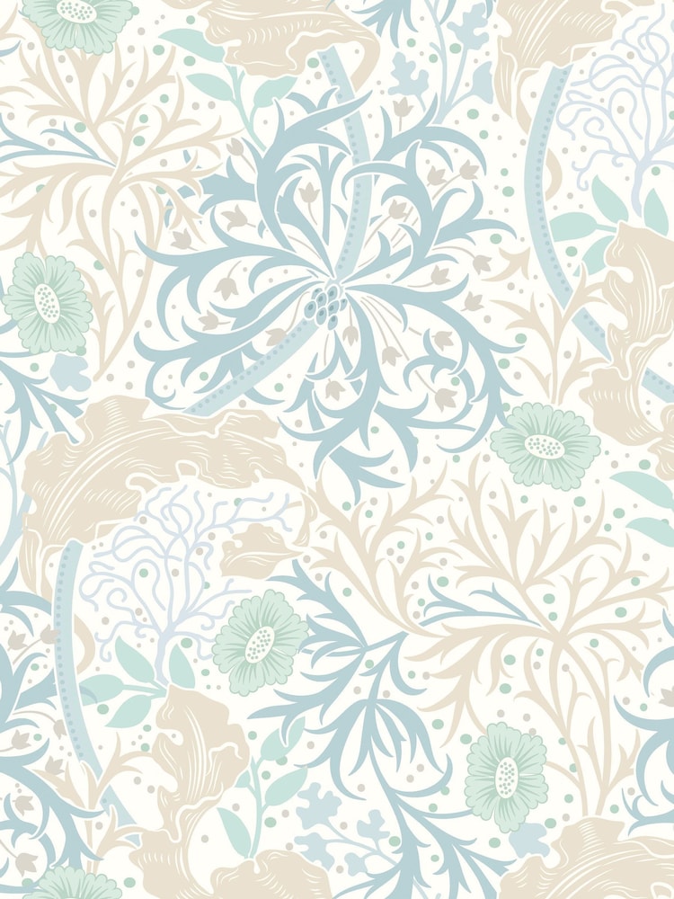 Hoopla Walls Soft Blue Seaweed Garden A4 Wallpaper Sample - Image 1 of 1