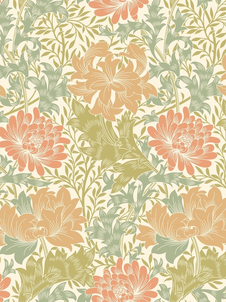 Hoopla Walls Sage  Amber Chrysanthemum A4 Wallpaper Sample - Image 1 of 1