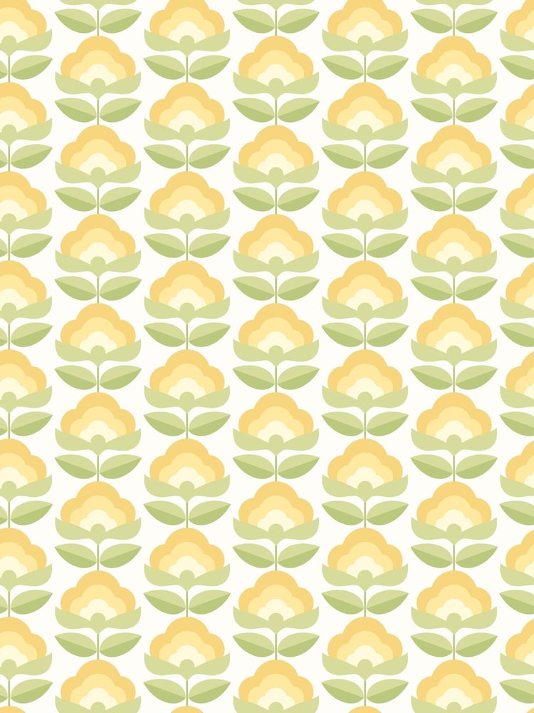 Hoopla Walls Sunshine Retro Flower Print A4 Wallpaper Sample - Image 1 of 1 Hoopla Walls Sunshine Retro Flower Print A4 Wallpaper Sample - Image 1 of 1