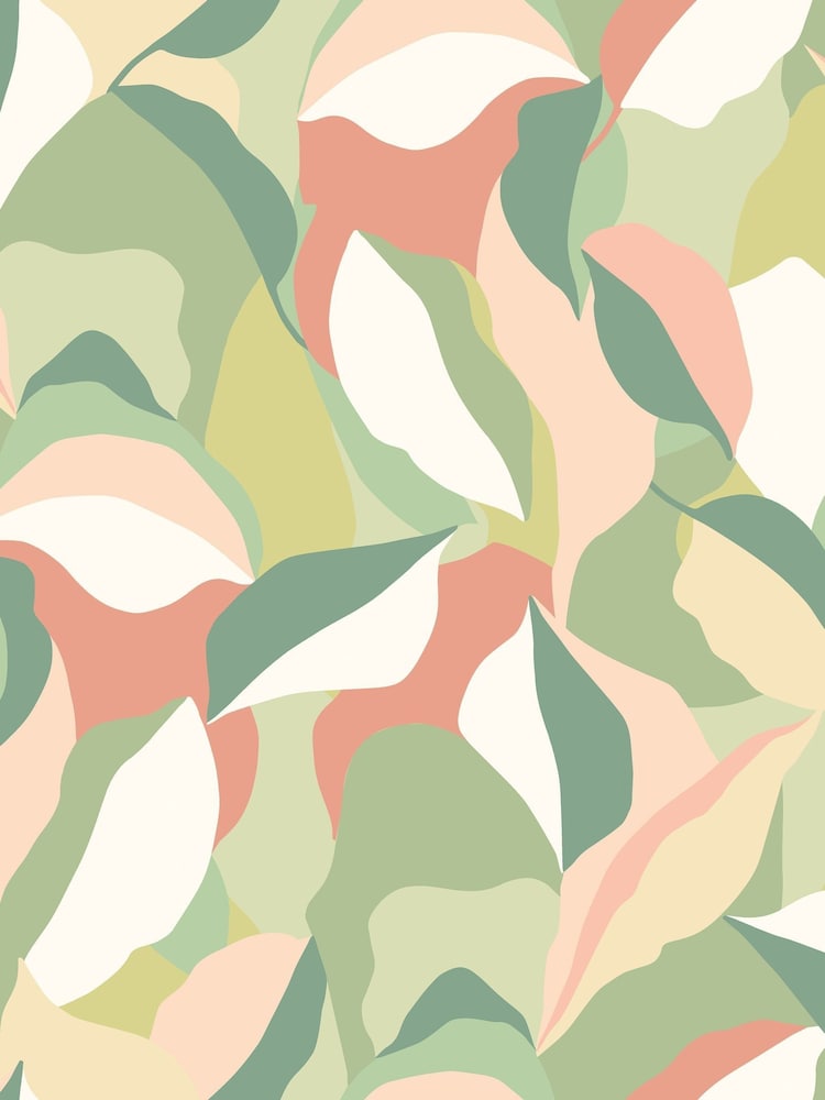 Hoopla Walls Olive  Blush Leafy Patchwork A4 Wallpaper Sample - Image 1 of 1
