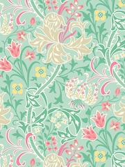 Hoopla Walls Mint Green Lily Ogee A4 Wallpaper Sample - Image 1 of 1