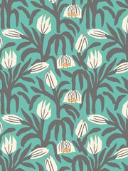 Hoopla Walls Teal Blue Chunky Flower Print A4 Wallpaper Sample - Image 1 of 1