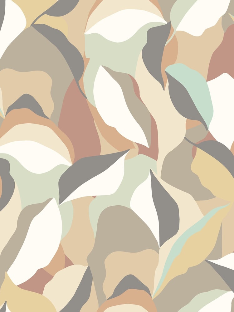 Hoopla Walls Caramel Mint Leafy Patchwork A4 Wallpaper Sample - Image 1 of 1