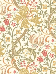 Hoopla Walls Olive Green Lily Ogee A4 Wallpaper Sample - Image 1 of 1