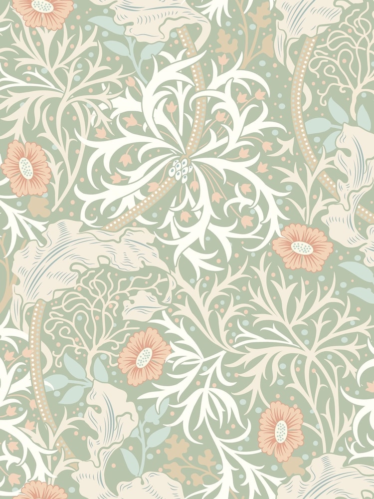 Hoopla Walls Sage Apricot Seaweed Garden A4 Wallpaper Sample - Image 1 of 1 Hoopla Walls Sage Apricot Seaweed Garden A4 Wallpaper Sample - Image 1 of 1