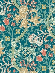 Hoopla Walls Teal Lily Ogee A4 Wallpaper Sample - Image 1 of 1