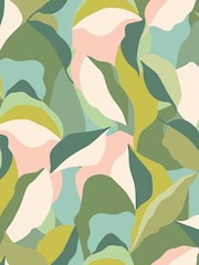 Hoopla Walls Forest Green Leafy Patchwork A4 Wallpaper Sample - Image 1 of 1