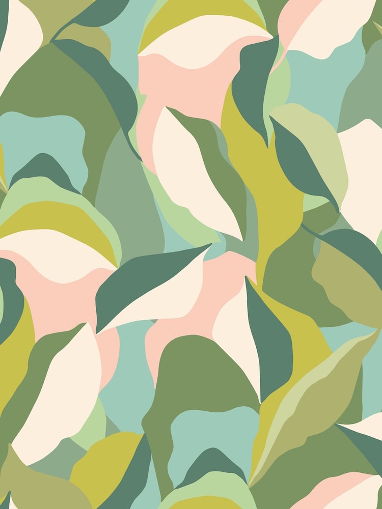 Hoopla Walls Forest Green Leafy Patchwork A4 Wallpaper Sample - Image 1 of 1